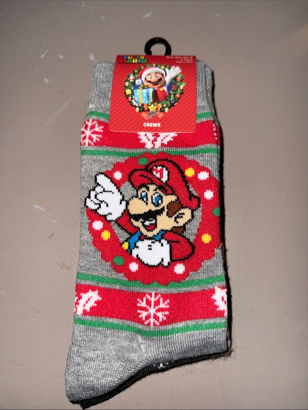 Nintendo Super Mario Holiday Crew Socks - 2 pair